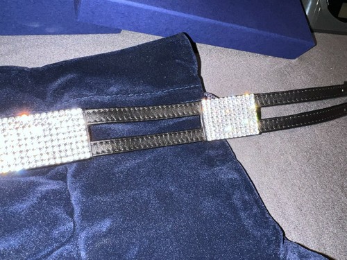 Brand New Unworn SWAROVSKI Signed BE BOP Leather Crystal Mesh Belt 877283 M/L - Picture 7 of 12