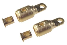 (2) Pro 0 or 2 Gauge Gold Pro Style Ring Terminals Power Amplifier Installation