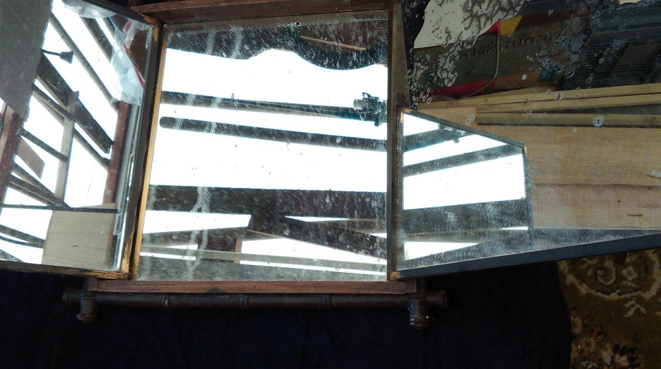 ancien miroir TRIPTYQUE 3 VOLETS,loft,vintage - Photo 4/4