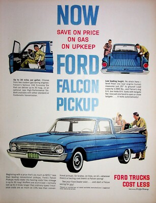 Original 1961 Ford Truck AD: Ford Falcon Pickup up to 30 miles per gallon