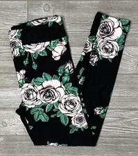 NEW Vintage LuLaRoe TC Tall  Curvy Leggings Black Pink Floral Flowers