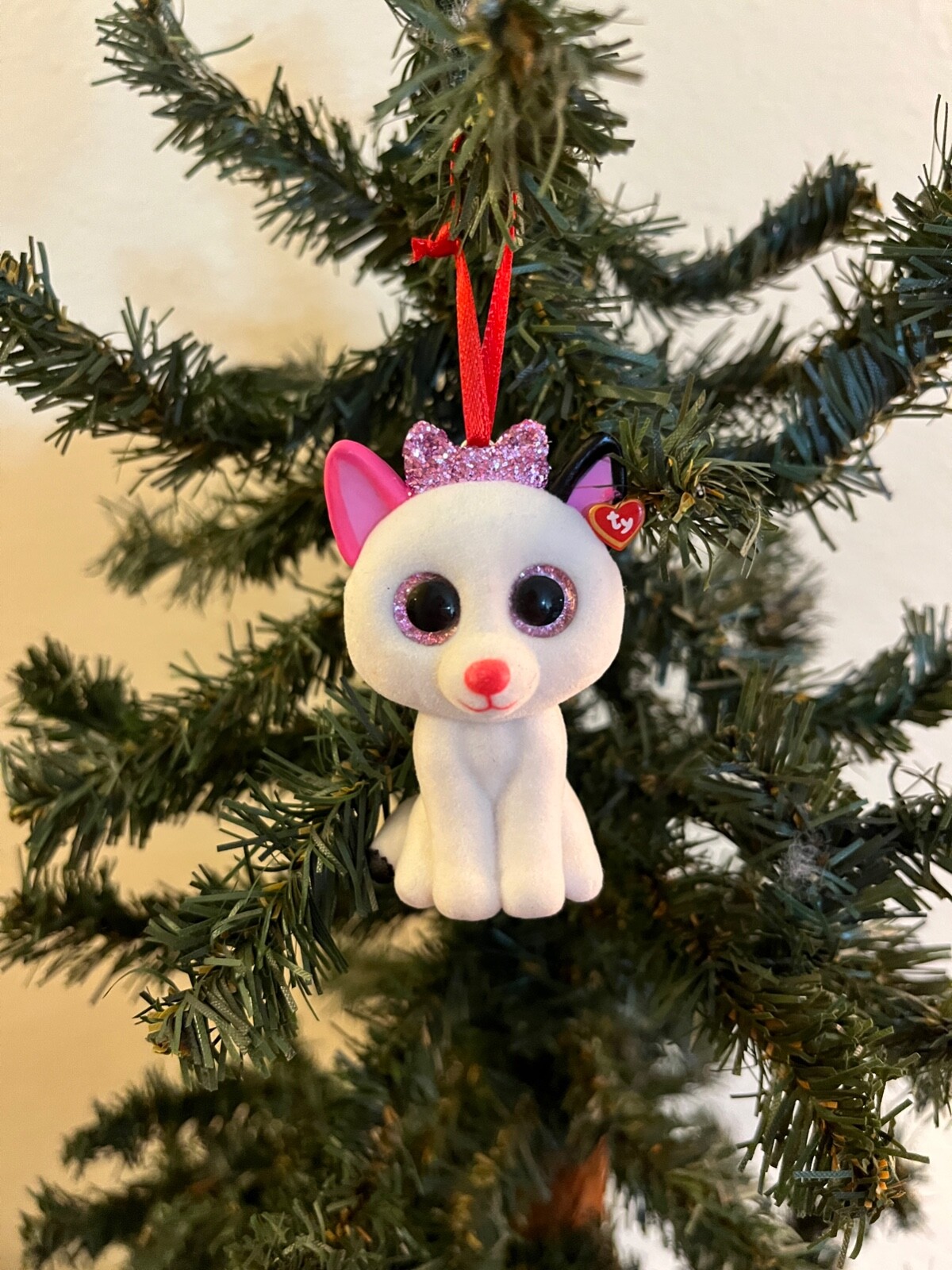 Festive Beanie Boos Velvet Cat Christmas Tree Ornament-image