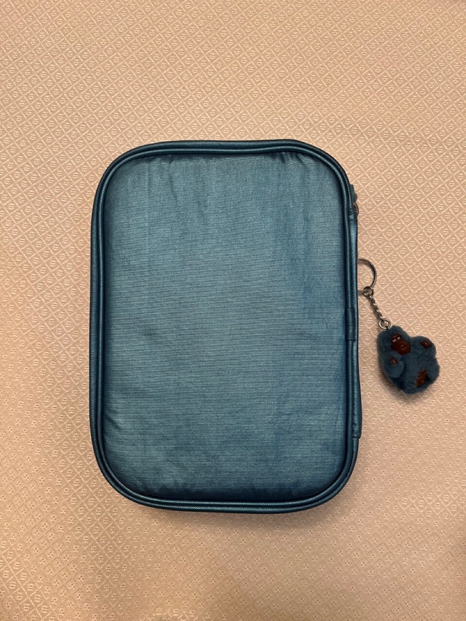 Kipling 100 Pen Large Ocean Blue School Pencil Case Zip Compartment Monkey Charm
