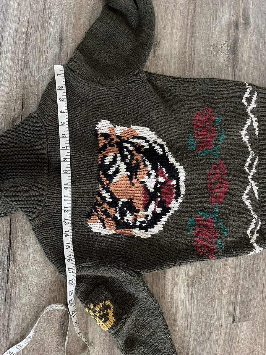 Polo Ralph Lauren X-Small Sweater Intarsia Green Tiger Cardigan