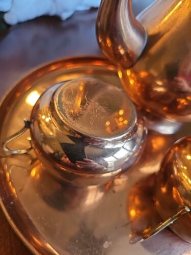 ODI Copper Teapot Set Made in Portugal Marked Solid Copper 9" Tall Vintage - Picture 3 of 23