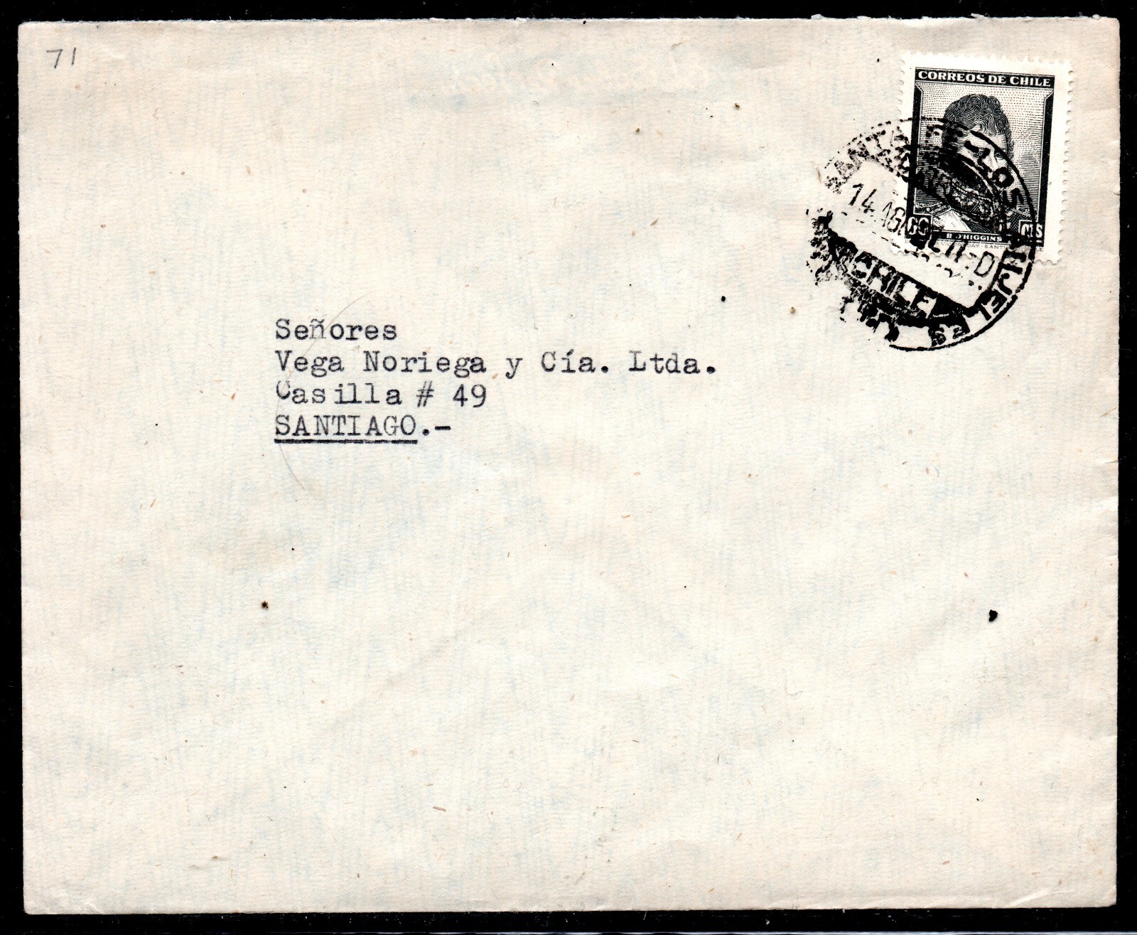 CHILE, SOBRE, MATASELLOS DE AMBULANCIA ENTRE SANTA FÉ Y LOS ANJELES