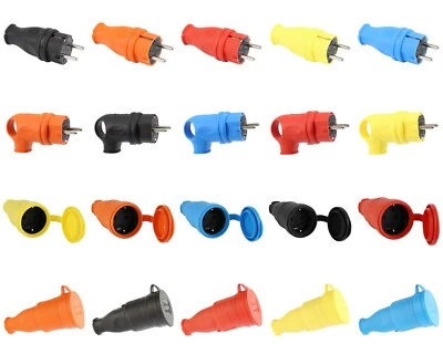 TP-ELECTRIC Stecker Kupplung Schutzkontakt Gummikupplung Gummistecker Gummi IP44 NEU