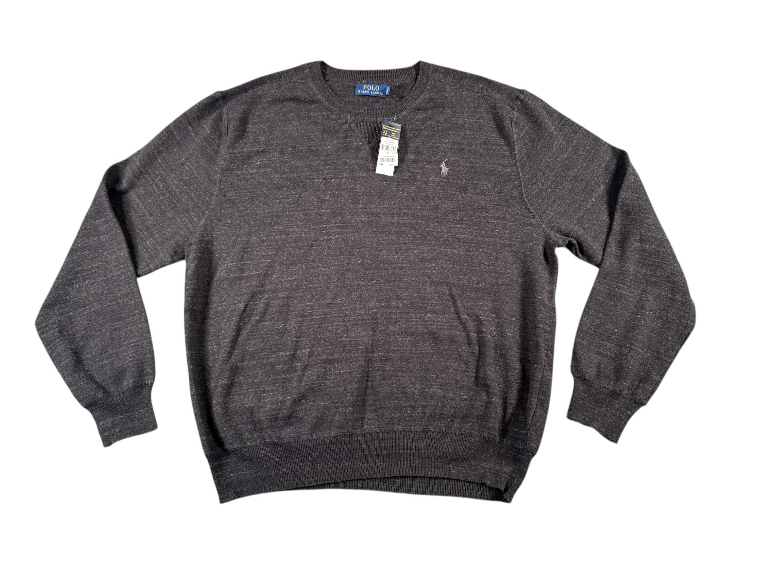 Polo Ralph Lauren Felpa Uomo XL Grigio Nero Pony Logo Classica Manica Lunga