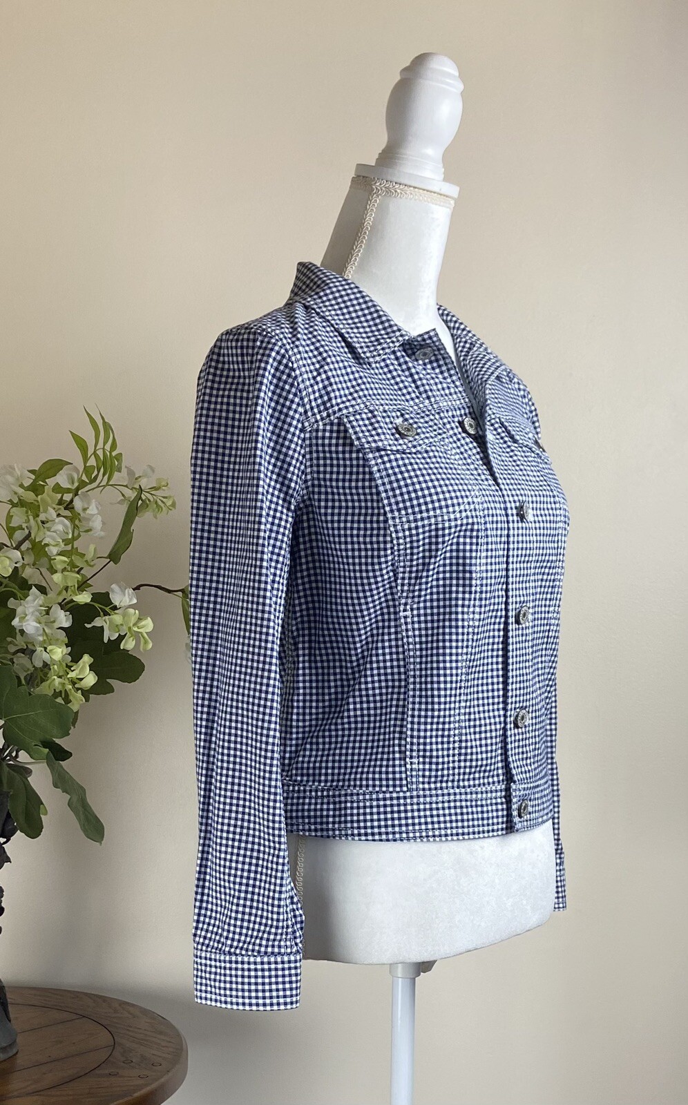 MEDIUM PETITE Talbots JACKET Button Down GINGHAM … - image 5