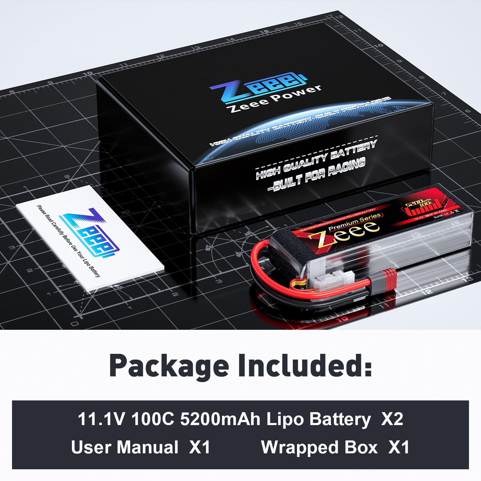 2xZeee 3S LiPo Battery 11.1V 100C 5200mAh T Plug for RC Car Helicopter Airplane
