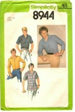 Vintage 1970s Simplicity Sewing Pattern Men's CLASSIC SHIRT 8944 Chest 44" UNCUT