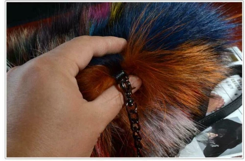 Womens Fashion Real Fur Leather Purse Shoulder Strap Chain Handbag Bag - Picture 6 of 17