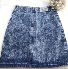 Vintage 80s Limited Express Acid Wash Jean Mini Skirt Size 7