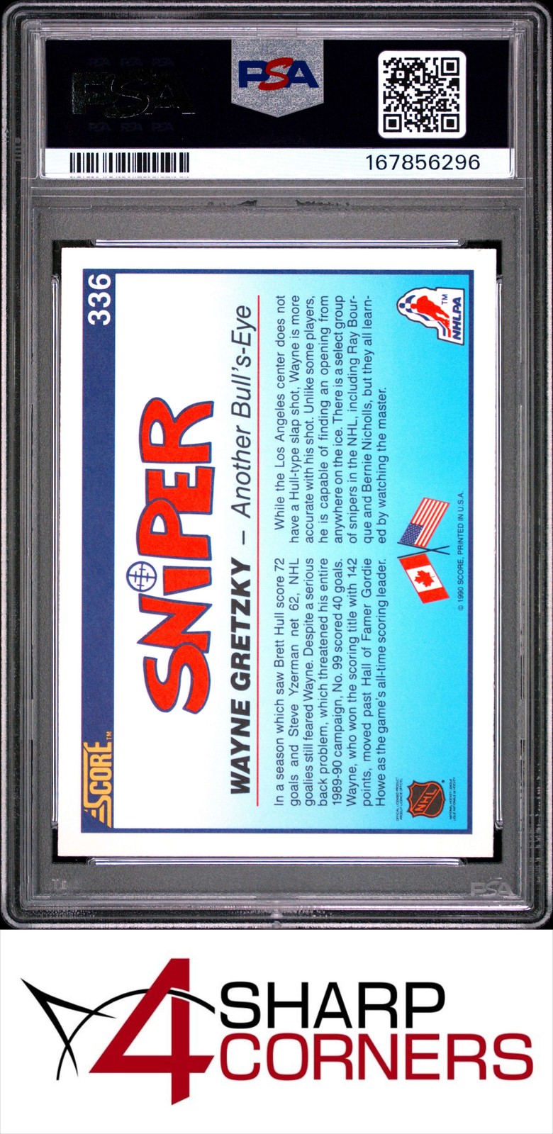 1990 SCORE #336 WAYNE GRETZKY KINGS HOF PSA 10 view 2