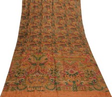 Sushila Vintage Indian Saree 100 Pure Silk Printed Soft 5 Yard Craft Fabric