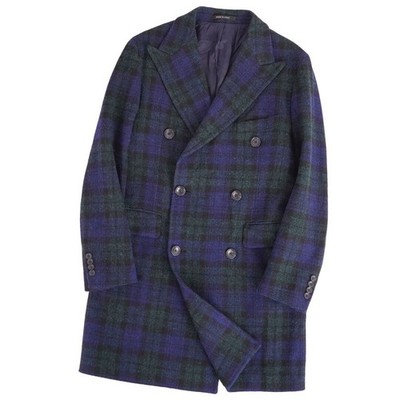 Tariatore TAGLIATORE Coat Chester Double Breasted Plaid Wool Mens 46 Used MOLO-0