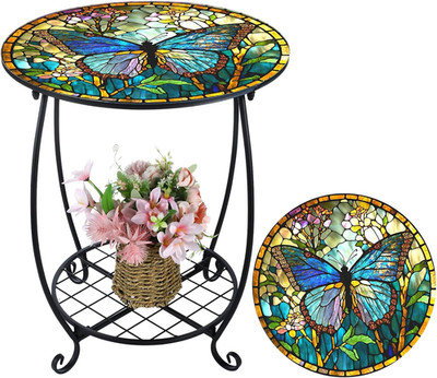 Outdoor Side Table round Small Mosaic Patio Accent Indoor End Plant Coffee Tea T