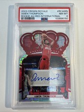 2023 Panini Crown Royale Amen Thompson Rookie Auto Red International #/18 PSA 8