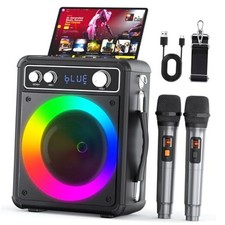 Karaoke Machine, Portable Bluetooth Karaoke Speaker with 2 Wireless T03-2 MICS