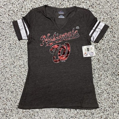 Majestic Fab Fashion Women s Top Washington Nationals MLB Sz Small NWT V Neck