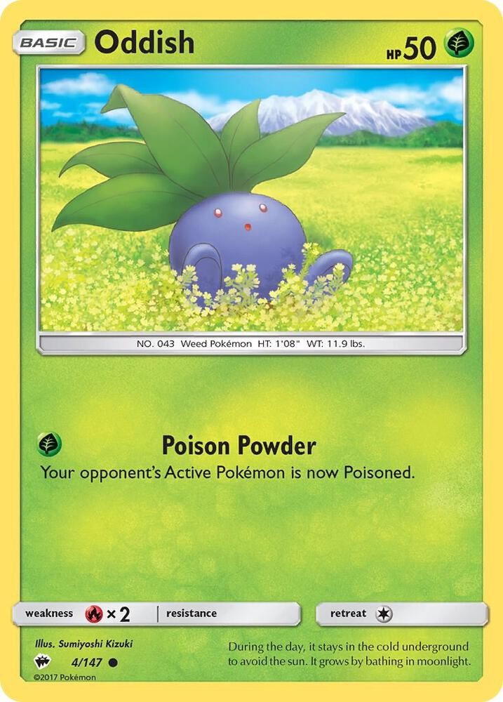 Pokemon Oddish SM - Burning Shadows 4/147 Lightly Played