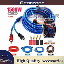 8GA 1500W Car Audio Cable Kit Amp Amplifier Install RCA Subwoofer Sub Wiring US
