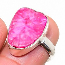 Natural Pink Solar Quartz Gemstone 925 Sterling Silver Ring Size 7 U223