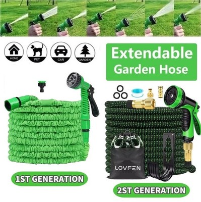 Dehnbarer Gartenschlauch 25 bis 150 Fuß mit 10 Fach Wassersprühpistole