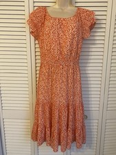 J Crew Midi Dress Size 2 Tiered Chiffon Flutter Sleeve Dainty Cottage Peasant