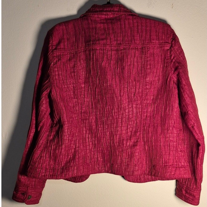 Ruby Rd Womens Red Crinkle Texture Button Front J… - image 7