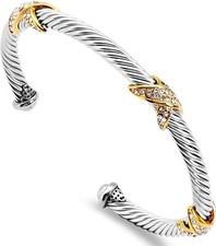 Twisted Cable Cuff Bracelets for Women 5Mm Stainless Steel Cuff Bangle Bracelet