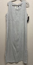 Vtg Melissa Harper Boho Linen Dress Size 14 Gray Embroidered Folk Cottagecore