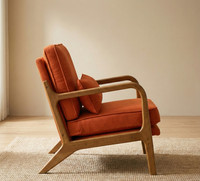 Orange Chenille Accent Chair Armchair Living Room and Lumbar Pillow-Send Offer 