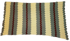 Chevron Zig Zag Burgundy Sage Beige Crochet Afghan Blanket 46  x87  