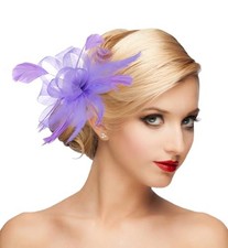 Womens Fascinator Hat Headpiece 20s Vintage Wedding Hair Accessories Purple