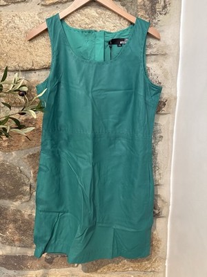 Love Moschino Green A-Line Dress Sleeveless Scoop Neck Full Zip Knee Length 46