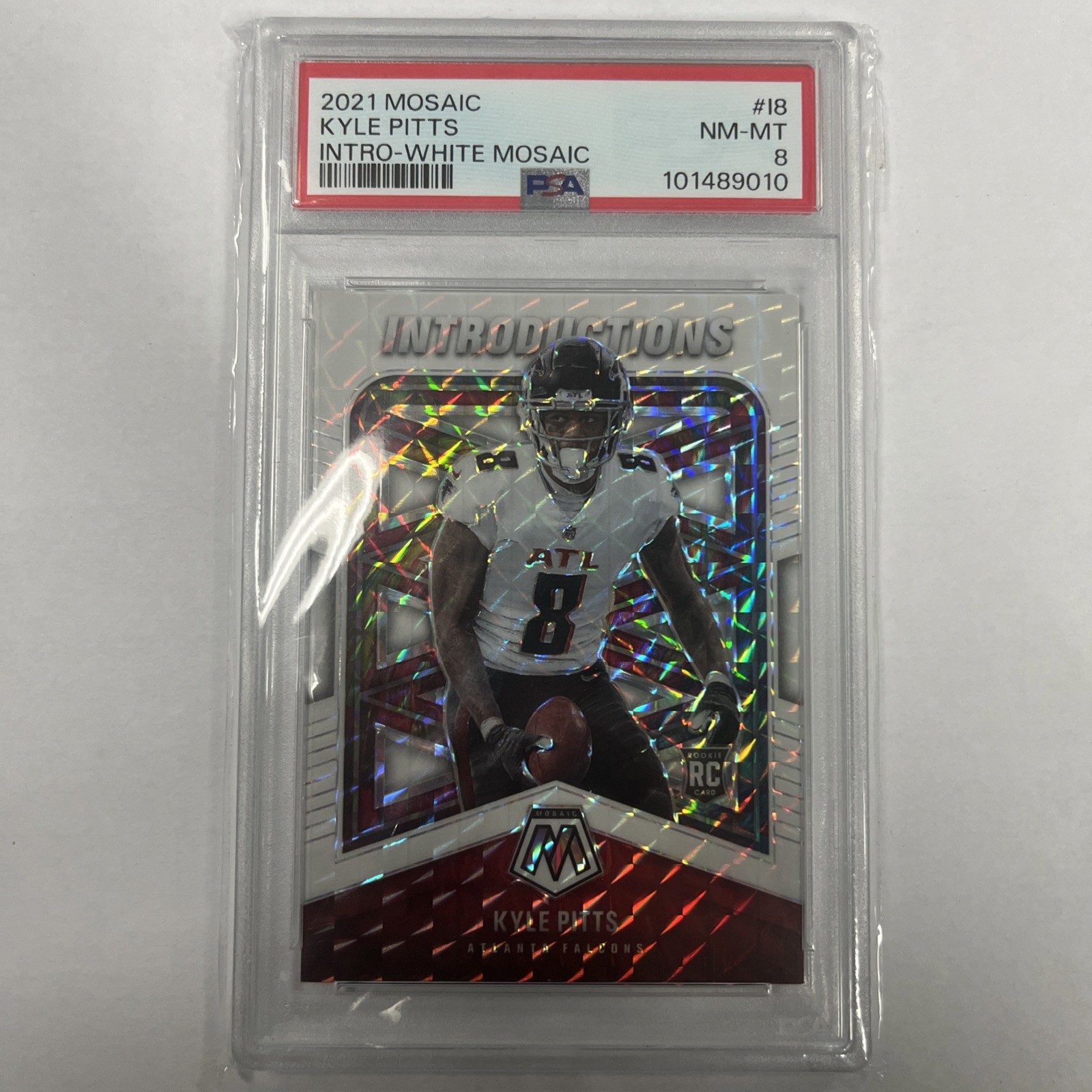 2021 Panini Mosaic - Introductions Kyle Pitts #I-8 White Mosaic Prizm /25 (RC)