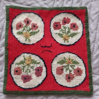 Vintage 80er Gobelin Nadelspitze Miniatur oder Puppenstubenteppich Carpet