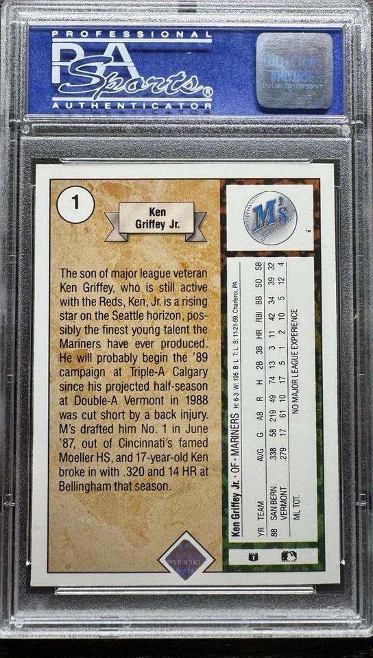 1989 Upper Deck - Ken Griffey Jr #1 (RC) PSA 9 Mint - Image 2 of 2