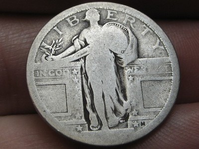 Dateless Silver Standing Liberty Quarter, Type 1 Variety Minted in 1916 and 1917