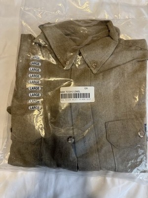 NSA Tecgen Select FR Work Shirt Large Gray Unisex Uniform Button Front