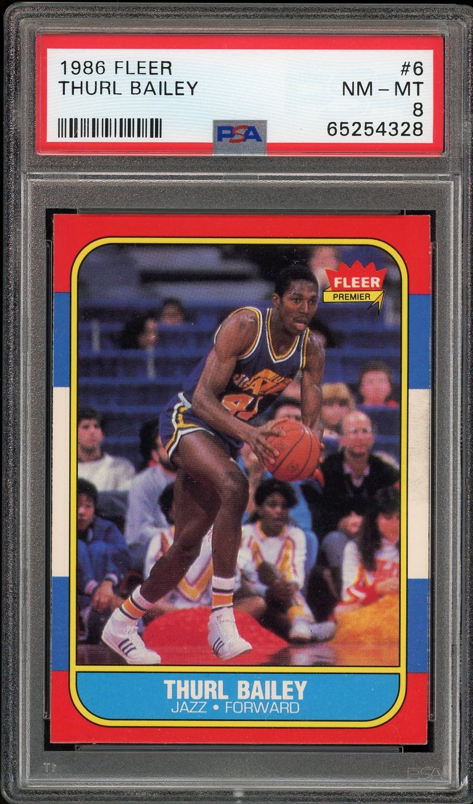 1986 Fleer Basketball #6 Thurl Bailey RC PSA 8 NM-MT NEAR MINT-MINT