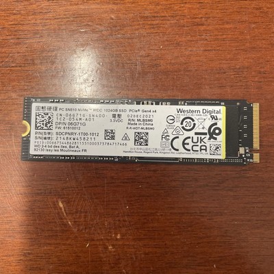 1 TB Western Digital PC SN810 NVMe PCIe Gen 4x4 SSD SDCPNRY-1T00-1012