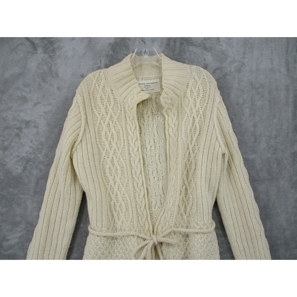 Suéter Vintage Banana Republic Mujer Grande Lana Cable Grueso Tejido Años 90 Y2K Corbata Foto 3 de 4