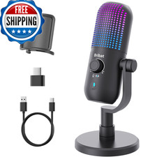 Bribat Usb Condenser Microphone For Pc Gamingstreamingpodcastplug Play Rgb