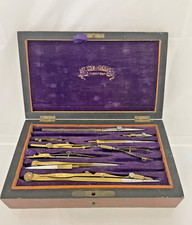 Antique COMPAS SUPERIEURS Drafting Tools/Compass Set in Quality Wooden Box