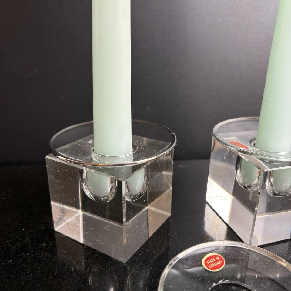 Anéis de vela Bobeches para gotejamento de vela 2,5” conjunto de 3 aro de prata feito na Alemanha - Imagem 4 de 4