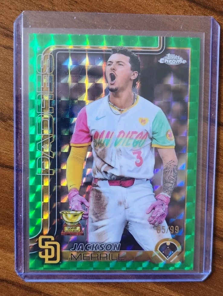 2025 Topps Chrome - Jackson Merrill #61 Green Geometric Refractor /99 Padres