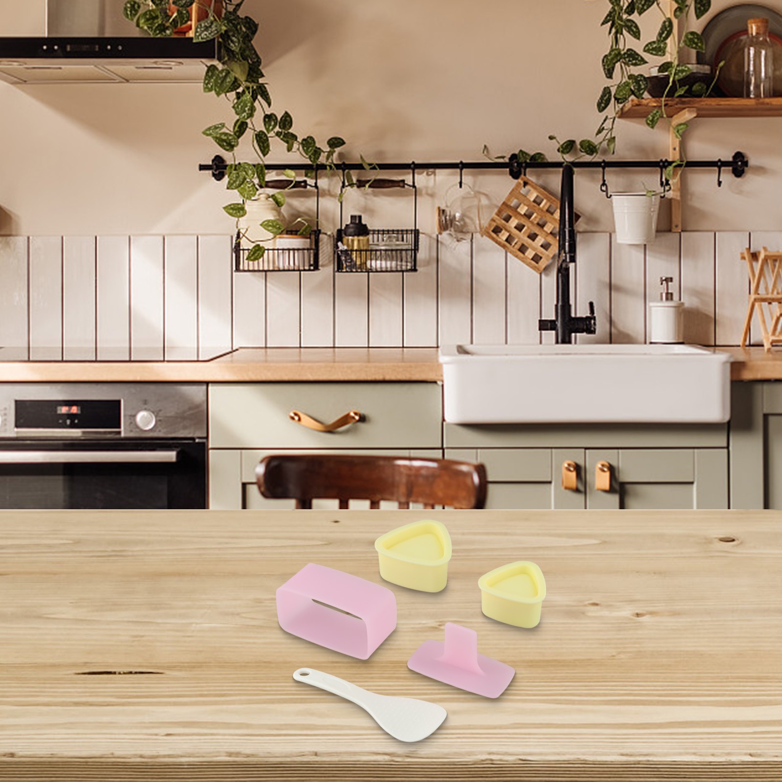 Juego de 3 piezas para hacer sushi con formas triangulares y características fáciles de desmoldar