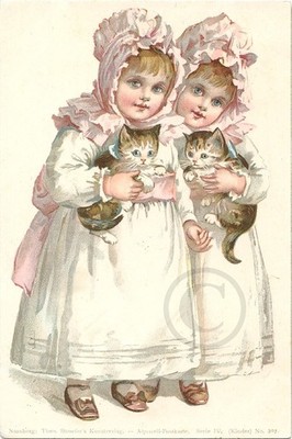 Künstler Ak E. J. Andrews, Kinder Mäedchen Katze Aquarell Stroefer Litho 1900
